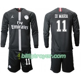 Billige Fotballdrakter Paris Saint-Germain DI MARIA 11 Jodan Svart Barn Tredjedraktsett 2018/19 Langermet